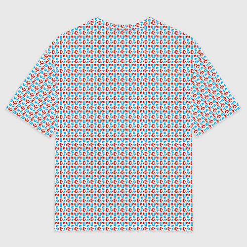 Мужская футболка оверсайз Красно-синие фигуры на белом фоне / 3D-принт – фото 2