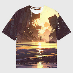 Футболка оверсайз мужская Аниме под солнцем, цвет: 3D-принт