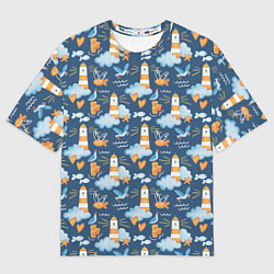 Мужская футболка оверсайз Маяк в облаках