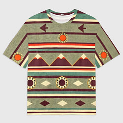 Футболка оверсайз мужская Этнический мотив с горами, цвет: 3D-принт