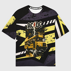 Футболка оверсайз мужская ACDC в автобусе, цвет: 3D-принт