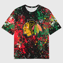 Футболка оверсайз мужская Chicago Blackhawks NHL black, цвет: 3D-принт