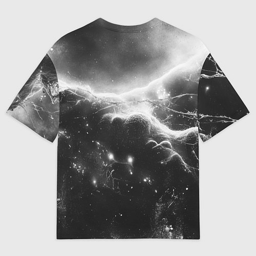 Мужская футболка оверсайз ACDC металлический лого черно-белая текстура / 3D-принт – фото 2