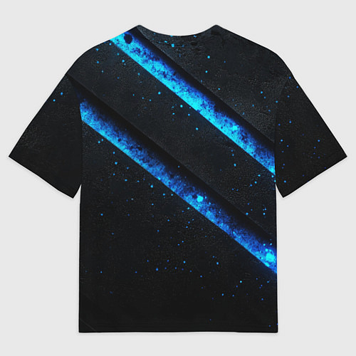 Мужская футболка оверсайз ACDC черно-синяя текстура / 3D-принт – фото 2