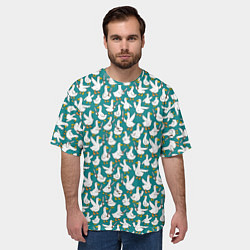 Футболка оверсайз мужская Злой гусь узор, цвет: 3D-принт — фото 2