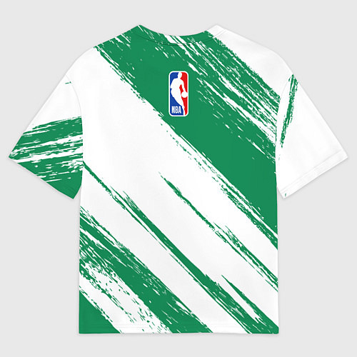 Мужская футболка оверсайз Boston Celtics white and green / 3D-принт – фото 2