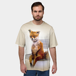 Футболка оверсайз мужская Уставший лис мем, цвет: 3D-принт — фото 2