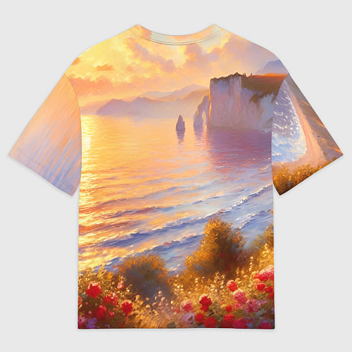 Мужская футболка оверсайз Рассветный залив / 3D-принт – фото 2