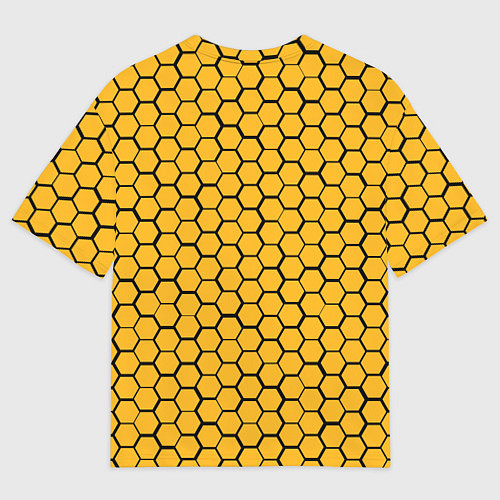 Мужская футболка оверсайз Бостон Брюинз - желтые соты / 3D-принт – фото 2