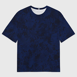 Мужская футболка оверсайз Туманный чёрно-синий пятнистый