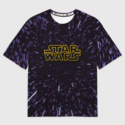 Мужская футболка оверсайз Звёздные войны гиперпрыжок глитч
