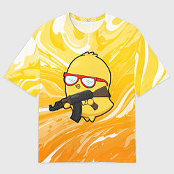 Мужская футболка оверсайз Курица и автомат