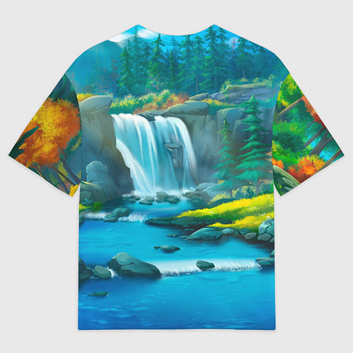 Мужская футболка оверсайз Билли Айлиш на фоне природы / 3D-принт – фото 2