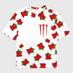 Мужская футболка оверсайз Monster energy steel rose