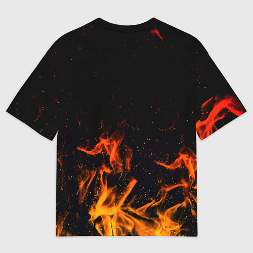 Мужская футболка оверсайз Monster energy orange fire / 3D-принт – фото 2