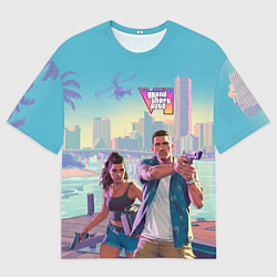 Мужская футболка оверсайз Лусия Каминос и Джейсон Дюваль из Gta 6