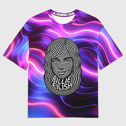 Мужская футболка оверсайз Портрет Билли Айлиш из линий