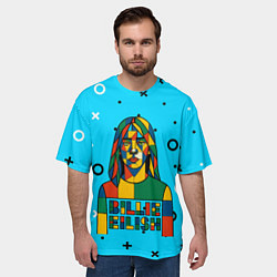 Футболка оверсайз мужская Билли Айлиш из разноцветной мозаики, цвет: 3D-принт — фото 2