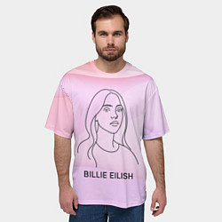 Футболка оверсайз мужская Билли Айлиш из линии - минимализм, цвет: 3D-принт — фото 2