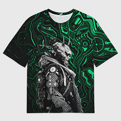 Мужская футболка оверсайз Японский кибернетический Они