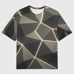 Мужская футболка оверсайз Серая объемная текстура с гранями