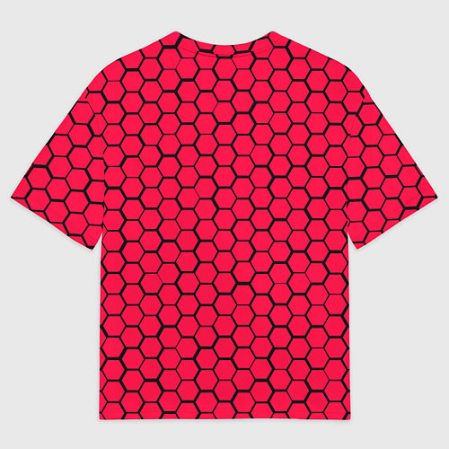 Мужская футболка оверсайз Вашингтон Кэпиталз - красные соты / 3D-принт – фото 2