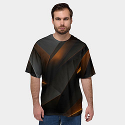 Футболка оверсайз мужская Черная текстура с углами, цвет: 3D-принт — фото 2