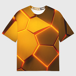 Мужская футболка оверсайз Желтые неоновые соты - текстура