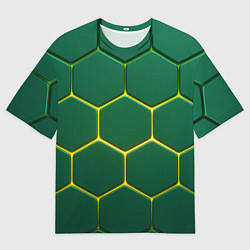 Мужская футболка оверсайз Зеленые плиты с желтым светом