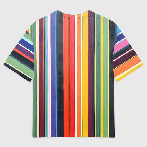 Мужская футболка оверсайз Разноцветная полоска / 3D-принт – фото 2