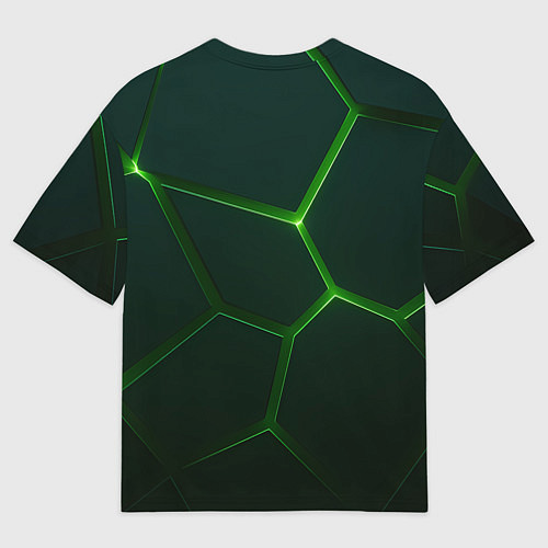 Мужская футболка оверсайз Зеленые нано плиты / 3D-принт – фото 2