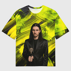 Мужская футболка оверсайз Bones держит трость