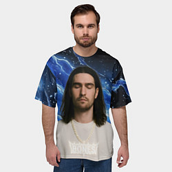 Футболка оверсайз мужская Bones глаза закрыты, цвет: 3D-принт — фото 2