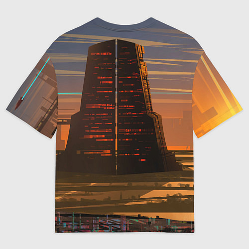 Мужская футболка оверсайз Bones в халате с журавлями / 3D-принт – фото 2