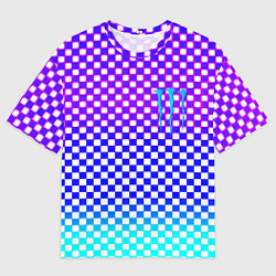 Футболка оверсайз мужская Monster шахматная клетка градиент, цвет: 3D-принт