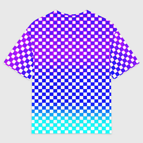 Мужская футболка оверсайз Monster шахматная клетка градиент / 3D-принт – фото 2