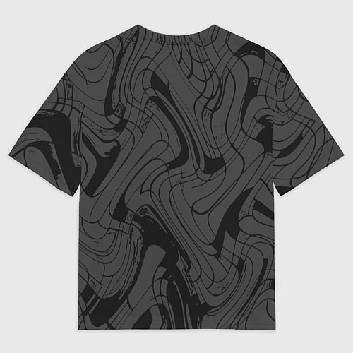 Мужская футболка оверсайз Тёмно-серый абстракция лниии / 3D-принт – фото 2