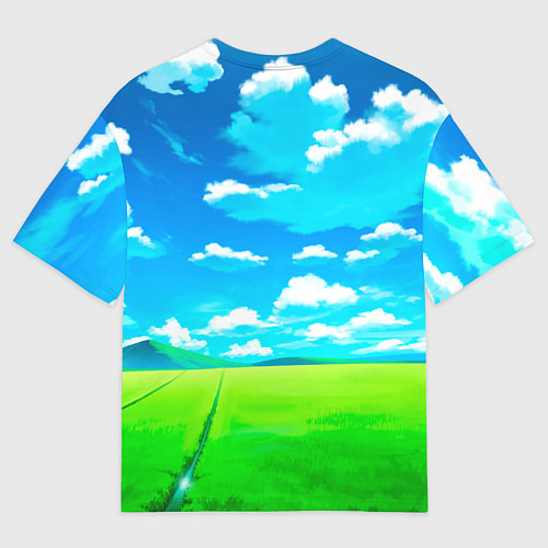 Мужская футболка оверсайз Розовый заяц с мечом из морковки / 3D-принт – фото 2