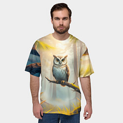Футболка оверсайз мужская Сова в мрачном лесу, цвет: 3D-принт — фото 2