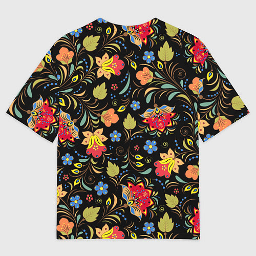 Мужская футболка оверсайз Хохломская роспись с русской матрёшкой / 3D-принт – фото 2