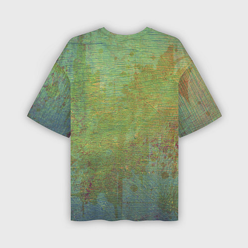 Мужская футболка оверсайз Абстракция - green oil stain / 3D-принт – фото 2