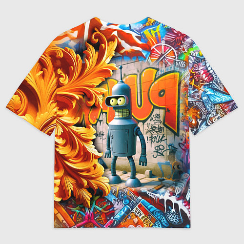 Мужская футболка оверсайз Бендер сгибающий Родригес - граффити / 3D-принт – фото 2