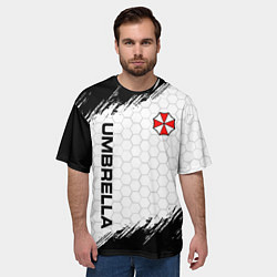 Футболка оверсайз мужская Амбрелла - белые соты, цвет: 3D-принт — фото 2