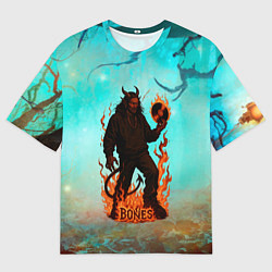 Футболка оверсайз мужская Bones в стиле демона, цвет: 3D-принт
