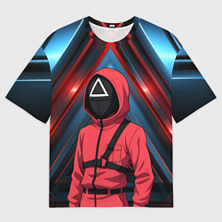 Футболка оверсайз мужская Игра в кальмара - страж в стиле аниме, цвет: 3D-принт