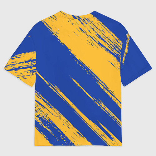 Мужская футболка оверсайз Голден Стэйт Уорриорз - желто синие / 3D-принт – фото 2