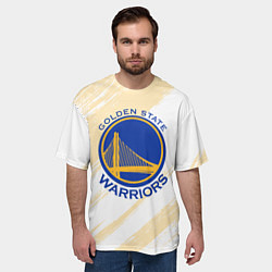 Футболка оверсайз мужская Голден Стэйт Уорриорз - пастельные тона, цвет: 3D-принт — фото 2