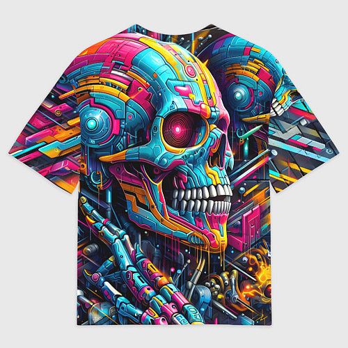 Мужская футболка оверсайз Cyber skull - pattern / 3D-принт – фото 2
