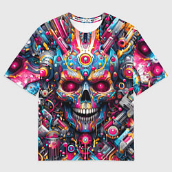Мужская футболка оверсайз Art cyber skull - ai art fantasy