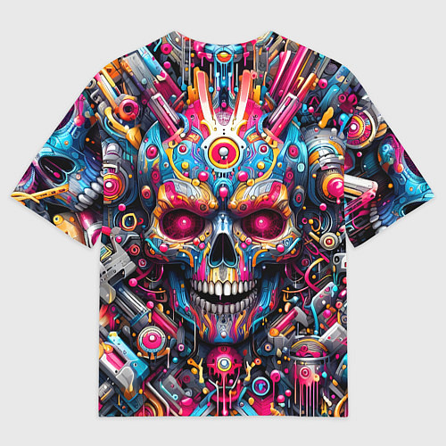 Мужская футболка оверсайз Art cyber skull - ai art fantasy / 3D-принт – фото 2